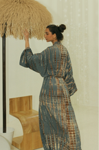 Back view of our flowing maxi outerwear for beach and resort styling - Tulalara