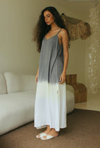 Grey ombré maxi slip dress with relaxed flowing silhouette - Tulalara