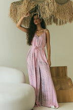 Pink Bali tie-dye jumpsuit with relaxed flowing silhouette - Tulalara